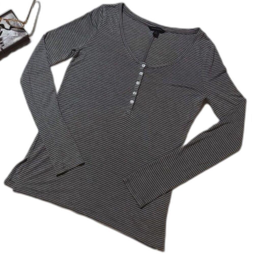 Banana Republic Striped Long Sleeve Size Small Gray White